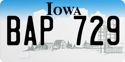 IA license plate BAP729