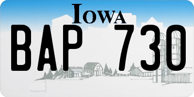 IA license plate BAP730