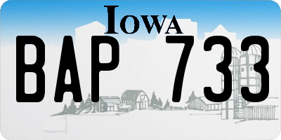 IA license plate BAP733