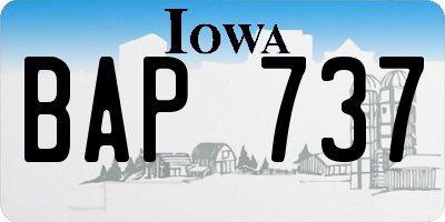 IA license plate BAP737