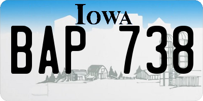 IA license plate BAP738