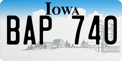 IA license plate BAP740