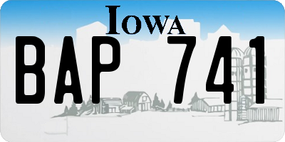 IA license plate BAP741