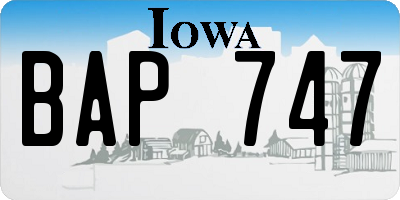IA license plate BAP747