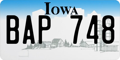 IA license plate BAP748