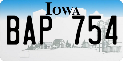 IA license plate BAP754