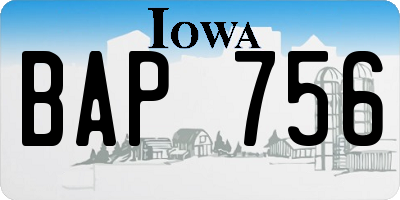 IA license plate BAP756