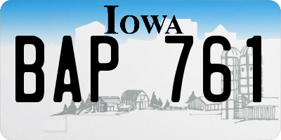 IA license plate BAP761
