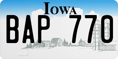 IA license plate BAP770