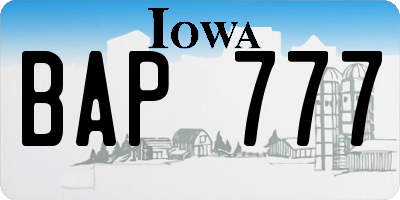 IA license plate BAP777