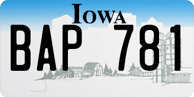 IA license plate BAP781