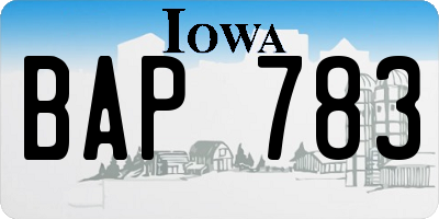 IA license plate BAP783