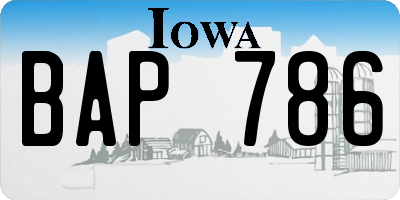 IA license plate BAP786