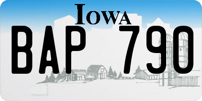 IA license plate BAP790