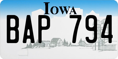 IA license plate BAP794