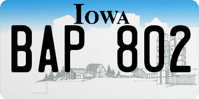 IA license plate BAP802