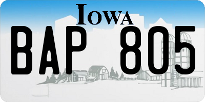IA license plate BAP805