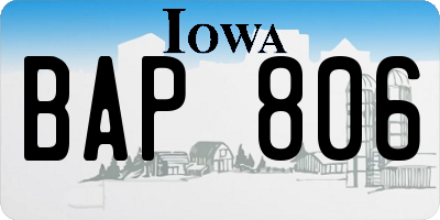IA license plate BAP806
