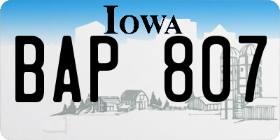 IA license plate BAP807
