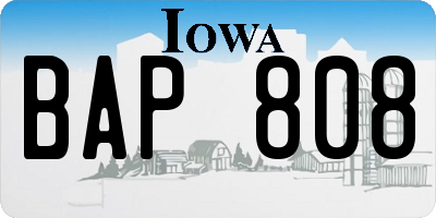 IA license plate BAP808