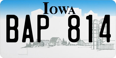 IA license plate BAP814