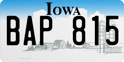 IA license plate BAP815