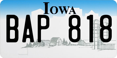 IA license plate BAP818