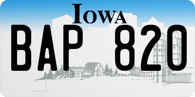 IA license plate BAP820