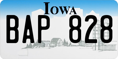 IA license plate BAP828
