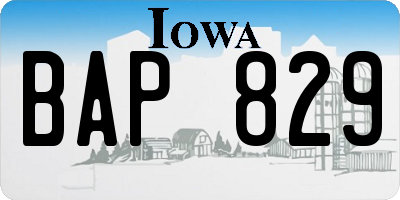 IA license plate BAP829