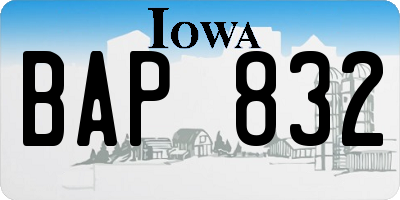 IA license plate BAP832