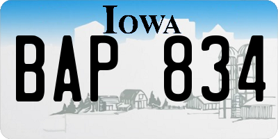 IA license plate BAP834