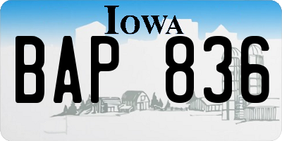 IA license plate BAP836
