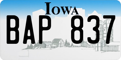 IA license plate BAP837