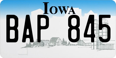 IA license plate BAP845