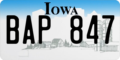 IA license plate BAP847