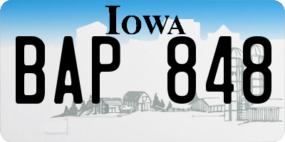 IA license plate BAP848