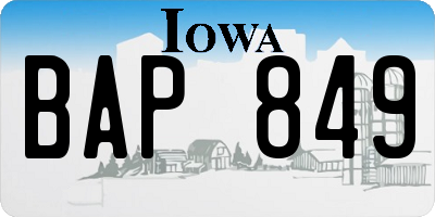 IA license plate BAP849