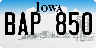 IA license plate BAP850