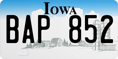 IA license plate BAP852