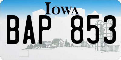 IA license plate BAP853