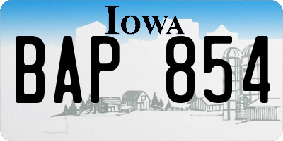 IA license plate BAP854