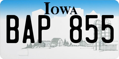 IA license plate BAP855