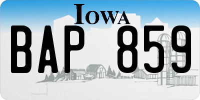IA license plate BAP859