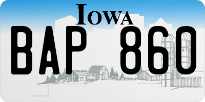 IA license plate BAP860