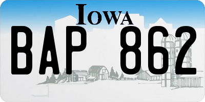 IA license plate BAP862