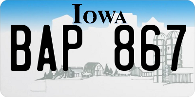 IA license plate BAP867