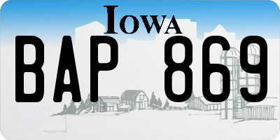 IA license plate BAP869