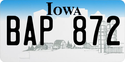 IA license plate BAP872