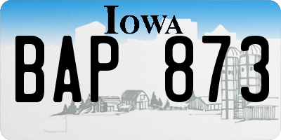 IA license plate BAP873